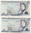 Great Britain, 5 Pounds, 1980,p378c, (Total 2 banknotes)
Sign: Sommerset, Banknotes are in condition between VF and XF

Estimate: 25 - 50 USD