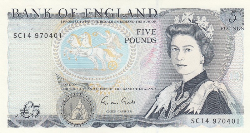 Great Britain, 5 Pounds, 1988, UNC,p378f
Sign: Gill, There are two pin holes in...