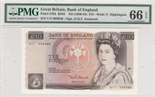 Great Britain, 10 Pounds, 1980, UNC,p379b
PMG 66 EPQ, Sign: Sommerset
Serial Number: U17 009366
Estimate: 100 - 200 USD