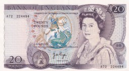 Great Britain, 20 Pounds , 1970, UNC,p380b
Sign: Page
Serial Number: A72 224494
Estimate: 80 - 160 USD