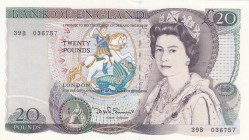 Great Britain, 20 Pounds , 1984, UNC,p380d
Sign: Sommerset
Serial Number: 39B 036757
Estimate: 100 - 200 USD