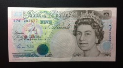 Great Britain, 5 Pounds, 1990, UNC,p382a
Sign: Gill
Serial Number: K79 209557
Estimate: 25 - 50 USD