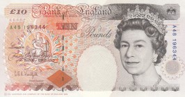 Great Britain, 10 Pounds, 1992, UNC,p383a, "A" First prefix
Sign: Kentfield
Serial Number: A48 196344
Estimate: 30 - 60 USD