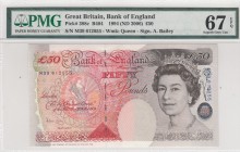 Great Britain, 50 Pounds, 2006, UNC,p388c
PMG 67 EPQ, Sign: Balley
Serial Number: M39 612055
Estimate: 150 - 300 USD