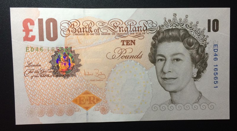 Great Britain, 10 Pounds, 2004, UNC,p389c
sign: Bailey
Serial Number: ED46 165...