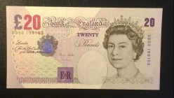 Great Britain, 20 Pounds, 2000-2003, UNC,p390b
Queen II.Elizabeth potrait
Serial Number: DB50 159163
Estimate: 40 - 80 USD