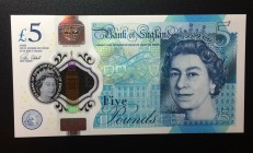 Great Britain, 5 Pounds, 2015, UNC,p394a
Sign: Cleland, polymer
Serial Number: AM18 375396
Estimate: 15 - 30 USD