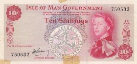 Isle of Man, 10 Shillings, 1961, XF,p24a
There are band marks. Portrait of Queen Elizabeth II
Serial Number: 750532
Estimate: 25 - 50 USD