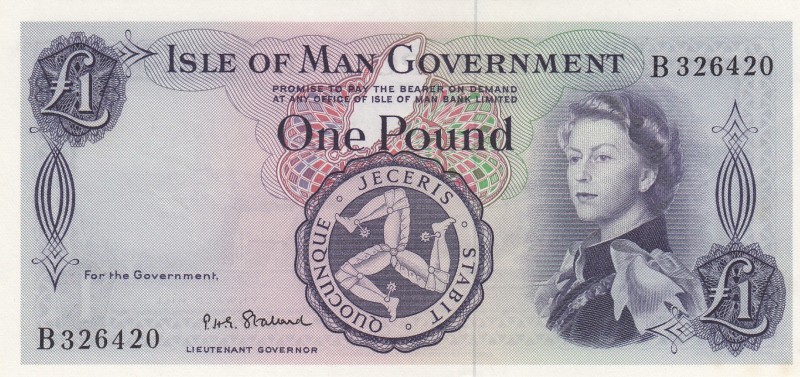 Isle of Man, 1 Pound, 1961, UNC (-),p25b
Portrait of Queen Elizabeth II
Serial...