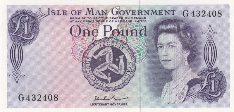 Isle of Man, 1 Pound, 1972, UNC (-),p29d
Portrait of Queen Elizabeth II
Serial...