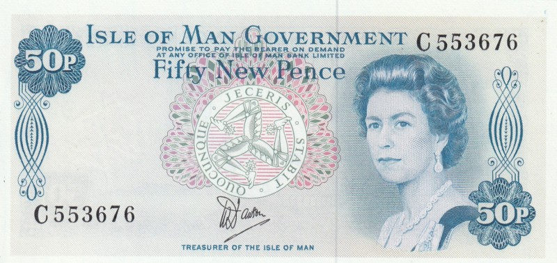 Isle of Man, 50 New Pence, 1979, UNC,p33
Portrait of Queen Elizabeth II
Serial...