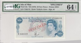 Isle of Man, 50 Cents, 1979, UNC,p33s, SPECİMEN
PMG 64 NET
Serial Number: C 346119
Estimate: 250 - 500 USD