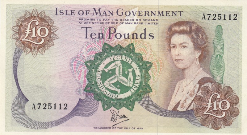 Isle of Man, 10 Pounds, 1979, UNC,p36b
Sign: Dawson
Serial Number: A 725112
E...