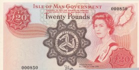 Isle of Man, 20 Pounds , 1979, UNC,p37a, Low serial number
Sign: Dawson
Serial Number: 000850
Estimate: 500 - 1000 USD