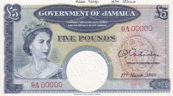 Jamaica, 5 Pounds, 1960, UNC,p43s, SPECİMEN

Serial Number: 9A 000000
Estimate: 2500 - 5000 USD