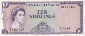 Jamaica, 10 Shillings, 1964, UNC,p51Bc
Sign: Richard T. P. Hall
Serial Number: GV 387427
Estimate: 200 - 400 USD