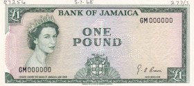 Jamaica, 1 Pound, 1964, UNC,p51Ces, SPECİMEN
Sign G. Arthur Brown
Serial Number: GM 000000
Estimate: 400 - 800 USD