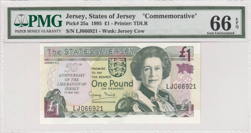 Jersey, 1 Pound, 1995, UNC,p25a
PMG 66 EPQ, 50th anniversary of the liberation ...