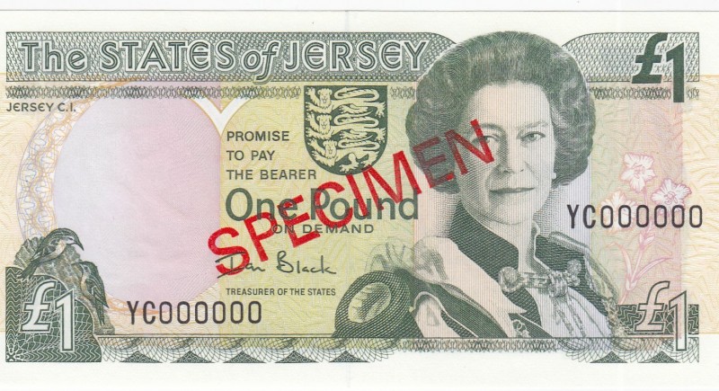 Jersey, 1 Pound, 2000, UNC,p26s, SPECIMEN
Portrait of Queen Elizabeth II
Seria...