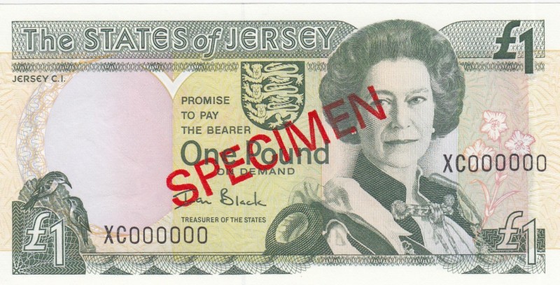 Jersey, 1 Pound, 2000, UNC,p26s, SPECIMEN
Portrait of Queen Elizabeth II
Seria...