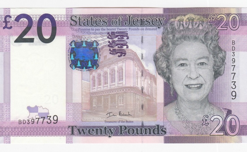 Jersey, 20 Pounds, 2010, UNC,p35a
Portrait of Queen Elizabeth II
Serial Number...