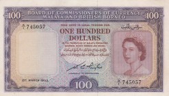 Malaya and British Borneo, 100 Dollars, 1953, XF,p5

Serial Number: A/1 745057
Estimate: 5000 - 10000 USD