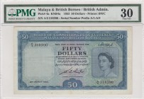 Malaya, 50 Dollars, 1953, VF,p4a
PMG 30
Serial Number: A/3 310390
Estimate: 500 - 1000 USD