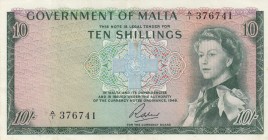 Malta, 10 Shillings, 1963, XF,p25a

Serial Number: A/1 376741
Estimate: 100 - 200 USD