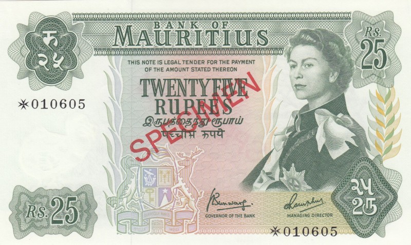 Mauritius, 25 Rupees, 1967, UNC,p32cs, SPECİMEN
Collector series
Serial Number...