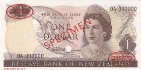 New Zealand, 1 Dollar, 1967, UNC,p163a, SPECİMEN
Sign: Fleming
Serial Number: OA 000000
Estimate: 300 - 600 USD