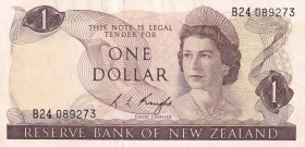 New Zealand, 1 Dollar, 1975, XF,p163c
Sign: Knight
Serial Number: B24 089273
Estimate: 15 - 30 USD