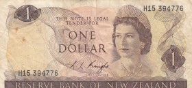 New Zealand, 1 Dollar, 1975, VF (-),p163c
Sign: Knight
Serial Number: H15 394776
Estimate: 15 - 30 USD