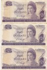 New Zealand, 2 Dollars, 1975,p164c, (Toplam 3 adet banknot)
Sign: Knight, Banknotes are in condition between FINE and VF, Prefixs: 2L1, 2L1, 2A4

E...