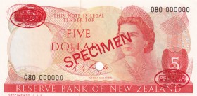 New Zealand, 5 Dollars, 1975, AUNC,p165cs, SPECİMEN
Sign: Knight
Serial Number: 080 000000
Estimate: 200 - 400 USD