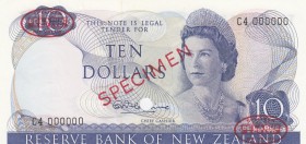 New Zealand, 10 Dollars, 1967, UNC,p166as, SPECİMEN
Sign: Fleming
Serial Number: C4 0000000
Estimate: 500 - 1000 USD