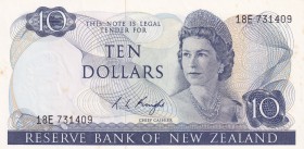 New Zealand, 10 Dollars, 1975, UNC,p166c
Sign: Knight
Serial Number: 18E 731409
Estimate: 100 - 200 USD