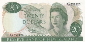 New Zealand, 20 Dollars, 1967, UNC,p167a, "AA" İlk prefix
Sign: Fleming
Serial Number: AA 357420
Estimate: 200 - 400 USD