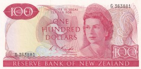 New Zealand, 100 Dollars, 1975, UNC,p168b
Sign: Knight
Serial Number: G 363881
Estimate: 1250 - 2500 USD