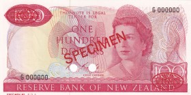 New Zealand, 100 Dollars, 1975, UNC,p168bs, SPECİMEN
Sign: Knight
Serial Number: G 000000
Estimate: 1250 - 2500 USD