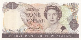 New Zealand, 1 Dollar, 1981, UNC,p169ar, REPLACEMENT
Sign: Hardie
Serial Number: AA 623368*
Estimate: 30 - 60 USD