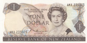 New Zealand, 1 Dollar, 1985, UNC,p169b
Sign: Russall
Serial Number: AKX 235025
Estimate: 15 - 30 USD