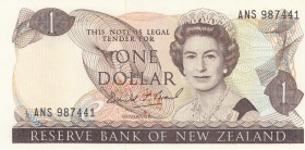 New Zealand, 1 Dollar, 1989, UNC,p169c, "ANS" Last prefix
Sign: Brash
Serial Number: ANS 987441
Estimate: 30 - 60 USD