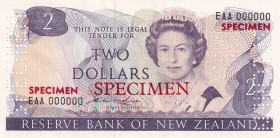 New Zealand, 2 Dollars, 1981, UNC,p170as, SPECİMEN
Sign: Hardie
Serial Number: EAA 000000
Estimate: 200 - 400 USD