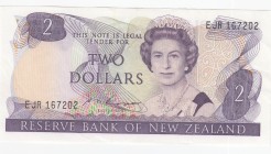 New Zealand, 2 Dollars, 1981/1985, XF (+),p170b
Portrait of Queen Elizabeth II
Serial Number: EJR 167202
Estimate: 5 - 10 USD
