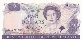 New Zealand, 2 Dollars, 1989, UNC,p170c, "EPN" Last prefix
Sign: Brash
Serial Number: EPN 987092
Estimate: 15 - 30 USD