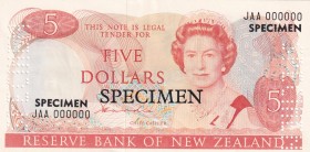 New Zealand, 5 Dollars, 1981, UNC,p171as, SPECİMEN
Sign: Hardie
Serial Number: JAA 000000
Estimate: 250 - 500 USD