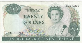 New Zealand, 20 Dollars, 1981/1985, VF,p173a
Portrait of Queen Elizabeth II
Serial Number: TAG 976213
Estimate: 20 - 40 USD
