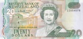 New Zealand, 20 Dollars, 1994, UNC,p183r, REPLACEMENT
Sign: Brash
Serial Number: ZZ 054078
Estimate: 75 - 150 USD