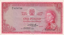 Rhodesia, 1 Pound, 1964, XF,p25a
3 September 1964
Serial Number: G/1 878750
Estimate: 250 - 500 USD