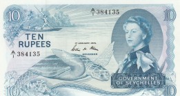 Seychelles, 10 Rupees, 1974, UNC,p15b

Serial Number: A/1 384135
Estimate: 300 - 600 USD